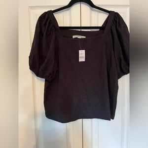 LOFT - Black & Burgundy Floral Crop Top